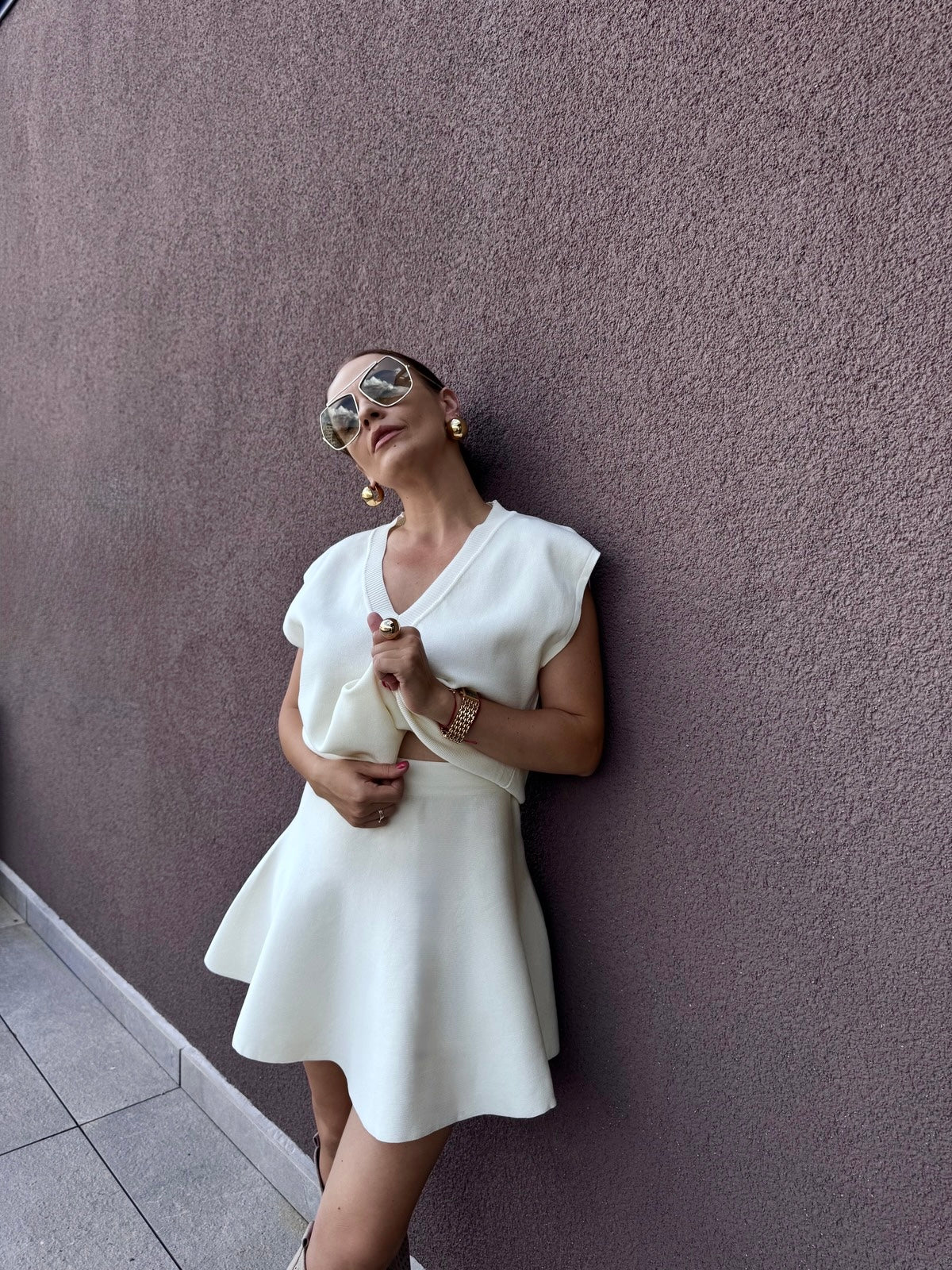 Плетен сет White Knit Duo